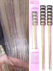 12pcs Glittery Metallic Ribbon Hair Clips Wig Pieces Shiny Hairband Hair Accessories Party Focal Point Delicate Eye-Catching Beautiful Hair Accessory Gift - Multicolor - View 17