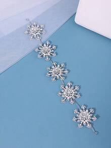 1件雪花公主風可調節髮箍皇冠，生日派對表演用可愛優雅皇冠頭飾 - 銀色 - 查看 8