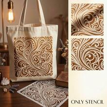 4pcs Reusable Art Pattern Stencil Set, 6 Inch Abstract Ocean Wave Rose Flower Vine Lace Pattern Painting Templates For Wall Canvas Fabric Floor Tiles Card Making, DIY Arts Crafts Home Wall Decoration Painting Supplies - Sets - View 3