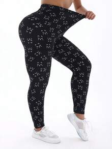 3packs Spring Summer Women Plus Size Black Leggings With Polka Dot Pattern Printed Legging Molded Hip Lifting Yoga Tights Outdoor Sports Vacation Fall - Multicolor - View 11