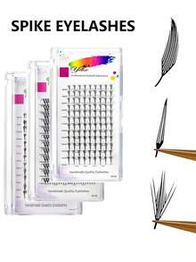 12 Rows Premade Spike Eyelash Extensions 0.07mm Air Series Feather Shape Manga Anime Individual Lashes 8-15mm Mixed Volume Fans DIY Clusters Lashes - 查看 1