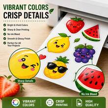 50 Sheets A4 Printable Vinyl Sticker Paper, Waterproof Glossy Adhesive Paper For Inkjet & Laser Printers, DIY Custom Labels, Decals And Stickers - Glossy PP - View 5