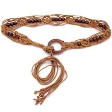 Spring And Summer Fashion Multi-Color Bohemian Style Wax Rope Handmade Wooden Circle Braided Hollow Belt With Dress Belt - Coffee - View 7