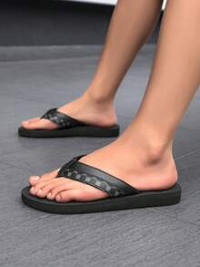 HISQIM Men's Yoga Mat Flip-Flops With Arch Support And Comfortable Cushioning, Suitable For Both Indoor And Outdoor Use. - Black - View 2