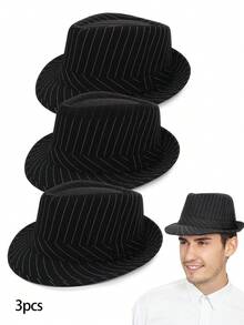 3Pcs D EXCEED 1920s Fedora Hat Cap Manhattan Hat For Men Daily Wear Birthday Cosplay Dance Performance Themed Run Christmas Event Music Festival - Multicolor - View 1
