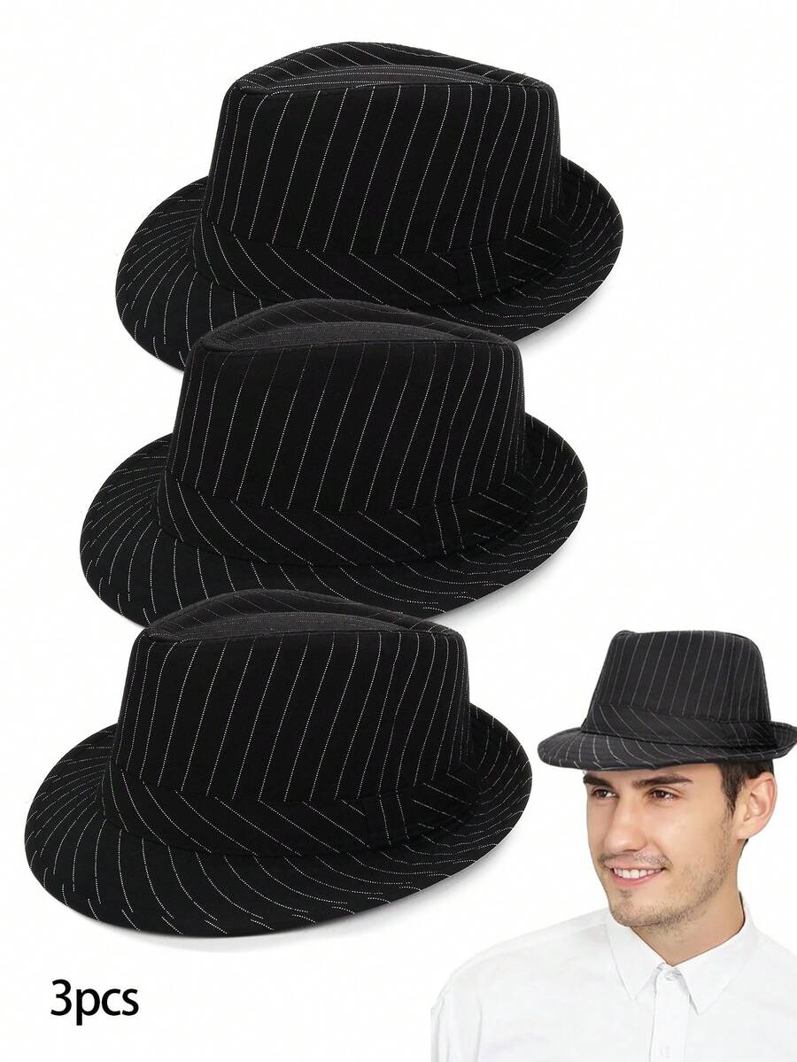 3Pcs D EXCEED 1920s Fedora Hat Cap Manhattan Hat For Men Daily Wear Birthday Cosplay Dance Performance Themed Run Christmas Event Music Festival - Multicolor - View 1