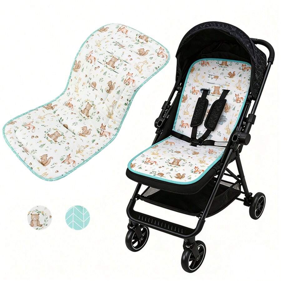 miracle baby Baby Stroller Seat Cushion, Children's Mat, All-Season Style, Stroller Accessories, High-View Stroller Baby Sleeping Pad - Bear, Rabbit, and Fox Gathering - View 1
