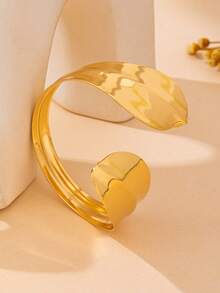 1 Peça Pulseira Bracelete Aberta de Design Elegante, Versátil, Requintada e de Alta Qualidade, Adequada para Uso Diário Feminino - Ouro amarelo - Visão 2