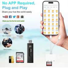 3-In-1 Lightning To USB Adapter - SD/TF Card Reader - USB 3.0, Memory Card Viewer - View 2