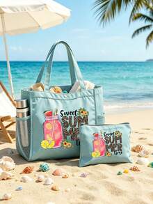 1/2pcs Sweet Summer Leopard Print Storage Bag, Suitable For Travel Carrying Cosmetics And Shopping Bags - Multicolor - View 8