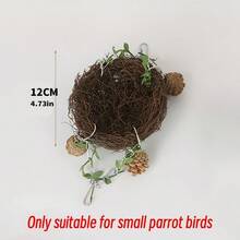 藤編鳥搖籃 - 適用於鸚鵡、小鸚鵡、情侶鳥和小鳥 - 舒適的棲息玩具，寵鳥配件 (隨機顏色) - 彩色 - 查看 2