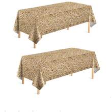 2pcs/4pcs Rectangular Straw Tablecloth Farm Tablecloth Haystack Design For Farm Party Decor Cowboy Western Theme Party Supplies 137*274cm - Multicolor - View 7