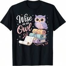 Wise As An Owl Reading Ancient Scrolls T-Shirt - Black - View 8