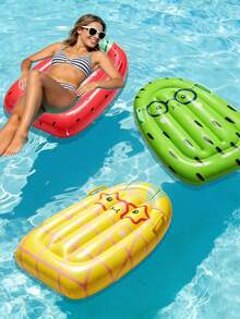 Summer Vacation Cute Cartoon Fruit Theme Adult Inflatable Pool Lounger With Side Armrests, Thickened Leak-Proof PVC Foldable Portable Water Floating Device, Suitable For Beach, Swimming Pool And Vacation Leisure Areas - Multicolor - View 1