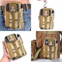 1pc Tactical Multi-Function Waist Bag, Outdoor Camouflage Phone Storage Pouch, Men's Portable Tool Bag, Wear-Resistant Large Capacity Phone Bag, Suitable For Hiking, Camping, Fishing, Cycling, Hunting, Work, Can Be Attached To Belt Or Backpack, Multi-Compartment Design, Quick-Release Buckle, Pen Slot, Zipper Main Compartment, Nylon Material, Portable Equipment Bag, Camouflage Tactical Style Waist Bag - Multicolor - View 4