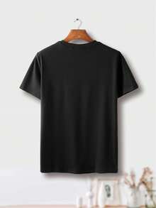 [Casual Wear] Happy Valentine's Day" Women's White T-Shirt - Pink Lettering, Short Sleeve Crew Neck, Casual Polyester Top, Machine Washable, Perfect for Spring/Summer Tee For adult, Men, Women, Teen, Teenager, adolescent, Youth - Schwarz - Übersicht 3