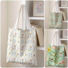 1pc Floral Print Tote Bag, Lightweight , Multi-Use Shoulder/Hand Bag For Students, Commuting & Daily Shopping - Multicolor - View 1