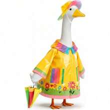 Spring Porch Goose Clothing - Raincoat Porch Goose Clothing With Umbrella And Hat For 23ft Cement Goose Statues, Garden Lawn Goose Decor And Yard Statues Dress Up Clothing - Raincoat, Umbrella, Hat - View 4