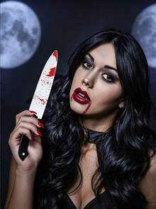 1pc-Halloween Bloody Fake Knife - Bloody Prop, Viral Bloody Pointed Plastic Simulation Knife, Halloween Decoration, Halloween Party Supplies, Halloween Photo Prop, Horror Prop, Simulation Halloween Knife, With Blood Stains, Create Horror Atmosphere, Halloween Costume Accessory, Suitable For Halloween, Ghost Festival Decoration Prank Prop, Haunted House Decoration, Photo Prop, Halloween Costume Prop - Multicolor - View 7