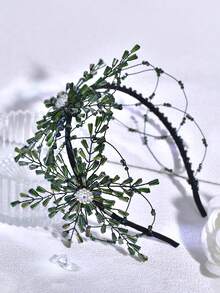 1件優雅女款髮飾，仿珍珠水鑽髮梳，精緻仿水晶側梳，新娘頭飾，婚禮宴會日常休閒髮飾，夏季 - 綠色 - 查看 3