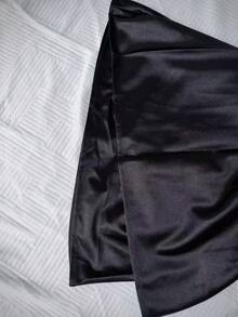 Solid Color Micro Elastic Waistband Thick Satin Women's Four Season Skirt, Essential For Daily Life And Halloween Business Holiday Season - Black - View 9