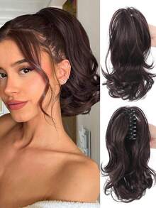 Easy-Clip Short Curly Ponytail Extension For Women - Comfortable, Heat Resistant Synthetic Hair Accessory, Hair Accessories - Multicolor - View 15