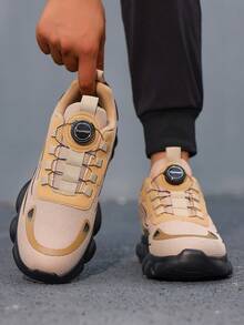 Sepatu Sneakers Chunky Cokelat Pria, Patchwork Mesh dengan Garis-Garis Rapi, Desain Sol Tebal dengan Nuansa Keren, Mudah Dipadukan dengan Berbagai Gaya untuk Pemakaian Sehari-hari. - Coklat - View 6