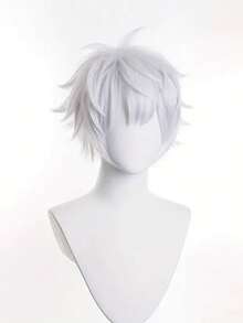 動漫 Cosplay 銀白色假髮，適用萬聖節嘉年華服裝 - 白色 - 查看 6