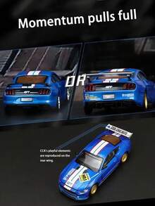 1:42 Ford Mustang GT 2018 車模，紅黃藍塗裝改裝版合金模型玩具，仿真賽車展示收藏禮品 - 彩色 - 查看 4