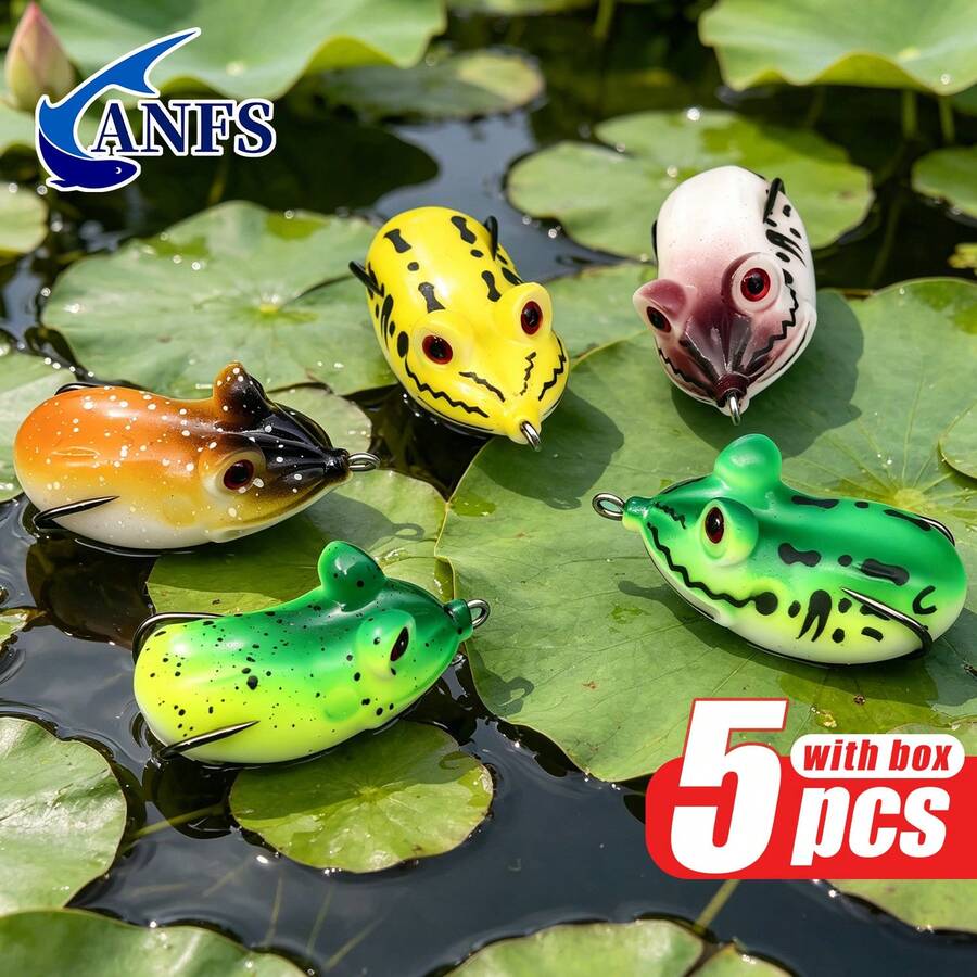 ANFS 5pcs Soft Fishing Lure, Frog Lure, Surface Fishing Bait, Cool Fishing Gift For Fishing Enthusiasts