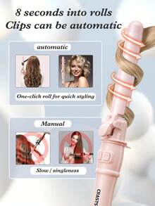 CRASTS 32mm Automatic Curling Iron, Dual-Use Curl And Straighten Hair Styler, Fast Heating, Adjustable Temperature, Large Wave Styling Curling Clip - Pink - View 6