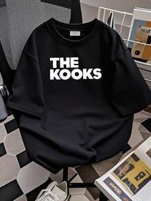 Camiseta de mujer con estampado "The Kooks" para moda urbana, lavado vintage, versátil, elástica, diseño gráfico de diseñador, suave - Negro - Ver 2