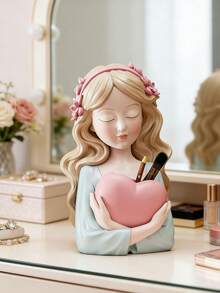 1 European Style Resin Art Human Body Design Bud With Handheld Heart-Shaped Design, 6 Inch Used For Home Decoration,Decoration Center, Used For Dining Tables, Weddings, Living Rooms Or Dining Rooms, Home Desktop Cosmetics Storage Rack,Bedroom Room Decor,Back To School - Multicolor - View 3
