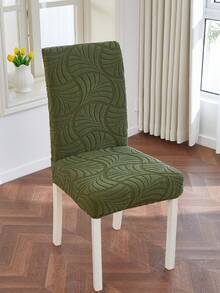 1/2/4/6pcs Jacquard Elastic Dining Chair Cover Set, Dark Color Full Coverage Stretch Chair Slipcover, Washable Soft Lambswool Chair Protector, Suitable For Kitchen, Dining Room, Party, Wedding - Green - View 1