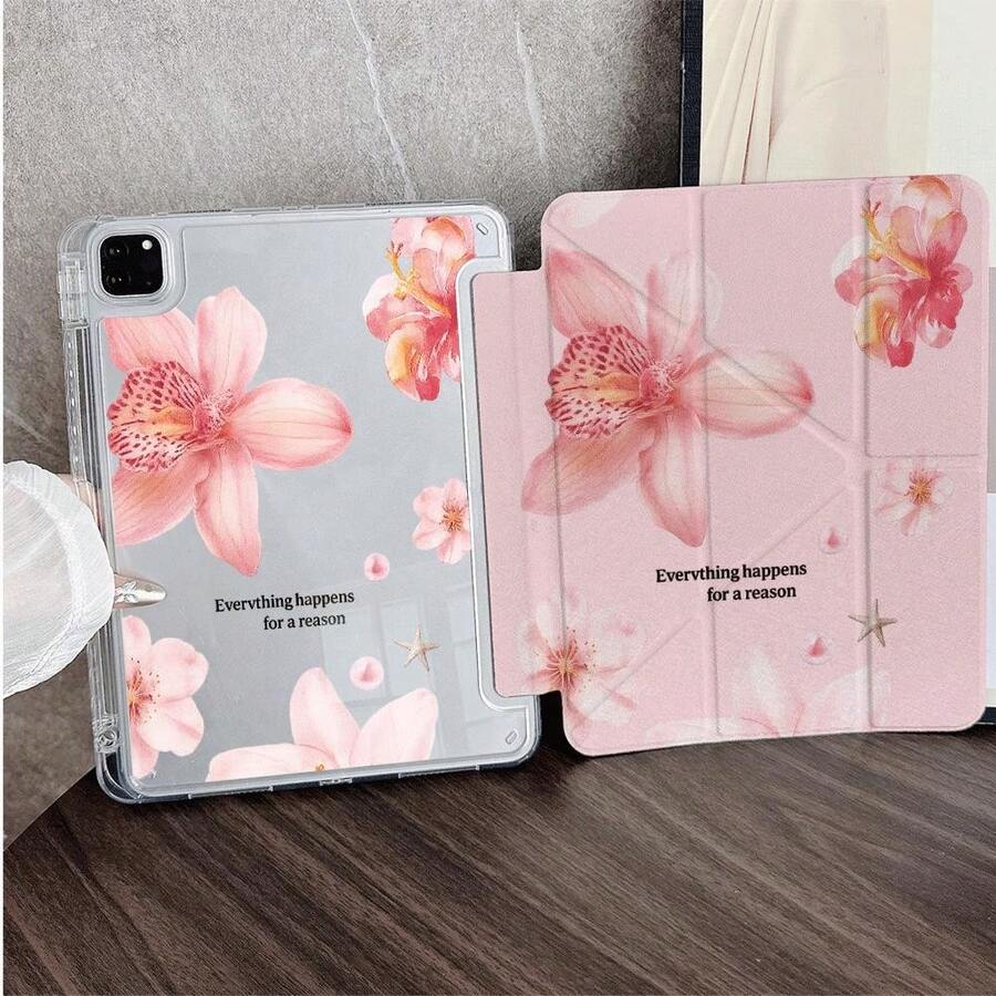 1件柔粉蘭花勵志語錄平板保護殼,附筆槽,相容 iPad 10.9/10.2/Air 5th Gen/Pro 11/10th Gen/9.7/Air 2/(7th Gen)/(8th Gen)/Air 4/5/Pro 11/10th Gen 10.9 吋智能保護殼/Air 13(M3 2025)/Air 11(M3 2025)/Air 11(M3 2025)/11(A16 2025)/相容 Galaxy Tab S10+/S9/A9,相容 5/5PR/6/6PRO/7/7PRO - 彩色 - 查看 1