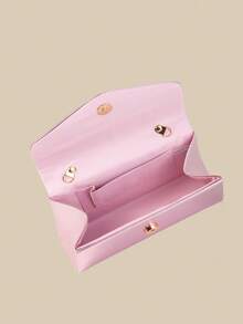1 Piece White PU Material Flap Clutch Bag With Luxury Metal Decoration, Showing Fashion And Elegance, Suitable For Holding, Carrying, Wearing On The Shoulder Or Crossbody, P - 象牙色 - 查看 6