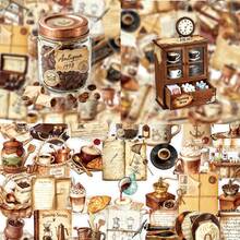 56 pezzi Adesivi vintage per caffetteria, adesivi in vinile impermeabili con motivi vintage acquerello di chicchi di caffè, macinacaffè e tazze per bottiglie d'acqua, laptop, diario, album di ritagli, regali, decorazioni e forniture scolastiche - A - Visualizzare 10