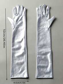 1 Pair Women's Sexy Faux Leather Long Arm Sleeves, Shiny Over-Elbow Gloves, Personalized Party & Evening Accessory, Cool & Chic Fashion Styling Piece, Light Luxury Gloves For Banquet/Party/Wedding - A - View 14