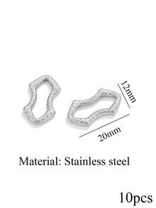 10 pièces Anneaux de connexion en acier inoxydable plaqué or 18K, pendentif ovale multi-texture, torsadé, lisse et ondulé, pour boucles d'oreilles et bracelets, fournitures de fabrication de bijoux DIY - cadre - Voir 16