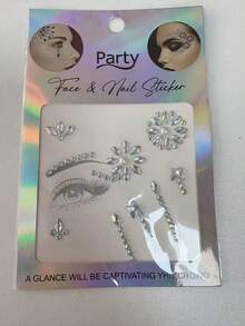 1pc Premium Colorful Rhinestone Sticker Forehead Gem Decor Adhesive-Free DIY Nail Art Decoration Suitable For Music Festival Concert Look Valentine's Day Thanksgiving Christmas Halloween Holiday Wedding Nightclub Photography Holiday Party Daily Use Sticker - Multicolor - View 9