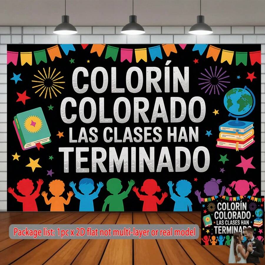 Poster Perayaan Kelas Bahasa Spanyol Berwarna-warni 2D 1 buah, Latar Belakang Lanskap Kain, Dekorasi Tradisional, Spanduk Kelas & Kantor, Dekorasi Liburan, Spanduk Foto - 10 - View 1