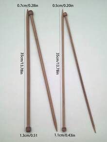 Bamboo Woven Knitting Needles - 35cm Long, 2pcs/Set Non-Slip Ergonomic Yarn Knitting Tools, Suitable For Sweaters, Scarves And Handmade Gifts, Handmade Accessories 5.0mm 2pcs/7.0mm 2pcs - Carbonized Single-pointed Knitting Needle - View 4