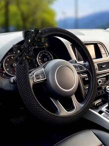 1 Stück Stern Schleife Dickes Mesh Lenkradbezug Auto Lenkrad Schutzhülle Auto Zubehör Dekoration - Lenkradbezug - Übersicht 5