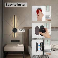 1pc/2pcs Battery Powered Wall Light, Wireless Rechargeable Black Wall Lamp With Remote Control Dimmable, Cordless Wall Light Decoration For Living Room, Bathroom, Hallway, Timer Function - Black - View 8