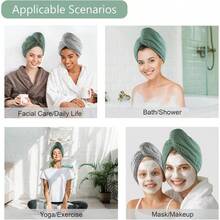Toalla de microfibra para secar el cabello, 2 paquetes de turbante de pelo largo de gofre, tela de rizo, de secado rpido, antiencrespamiento, torceduras, turbante de ducha rizado para mujer, cabello hmedo verde - verde - Ver 4
