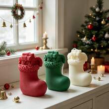 1pc Christmas Stocking Scented Candle Mold, Christmas Atmosphere Decoration Silicone Mold, Perfect For Holiday Ornament Making, Suitable For Handmade Crafts, Reusable - Christmas Stocking Mold - View 7