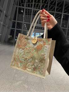 1PC Student Korean Style Handbag Women Fashion Linen Lunch Bag Japanese Canvas - Multicolor - View 6
