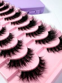 LYBCG Transparent Stem 8D Clusters False Eyelashes Natural Cat Eye Lashes Wispy Eyelashes 22mm False Eyelashes Wispy Lash Strips 3D Volume Fake Eyelash Thin Cotton Band Soft Eye Lash Pack 10 Pairs  Reusable Lash Clusters - 黑色 - 查看 8