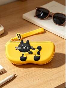 Silicone Zipper Eyeglass Case, Eyeglass Storage Bag, Cartoon Cat Letter Star Soft Silicone Patch Decoration, Waterproof Shockproof Dustproof Protection, With Lanyard Portable Eyeglass Bag, Suitable For Sunglasses, Nearsighted Glasses, Reading Glasses, Travel Outdoor Daily Storage Organizer Box, Graduation Season Back To School Season Gift, Holiday Gift, Suitable For Daughter, Girlfriend, Wife, Student Women - Multicolor - View 9