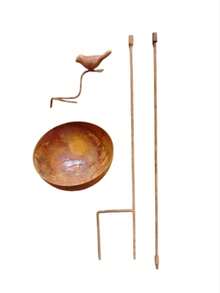 Vintage Distressed Rusty Bird Waterer Garden Decor Ground Stake, Metal Bird Feeding Bowl For Yard Gardening, Exquisite Design, Natural Finish, Perfect For Hummingbirds, Birds And Insects, Garden Water Feature, Yard Decoration, Elegant Bird Bath, Spring And Summer Garden Decor - A - View 10